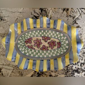 MacKenzie-Childs Scalloped Myrtle Medium Oval Serving Dish